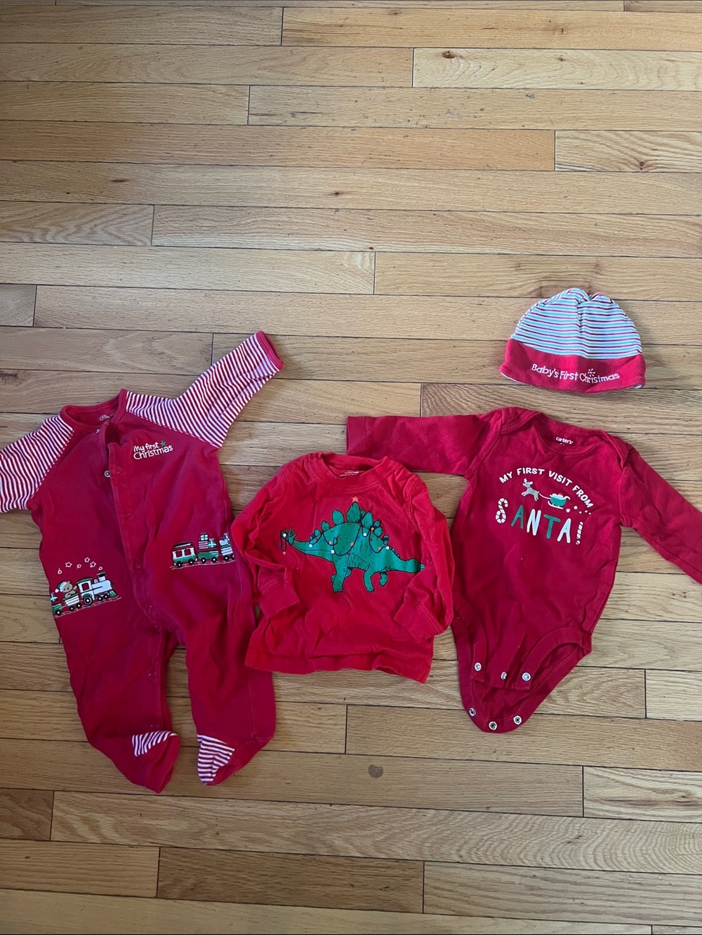 Carter's Red Holiday Baby Footie, Bodysuit, Sweatshirt & Hat Set
